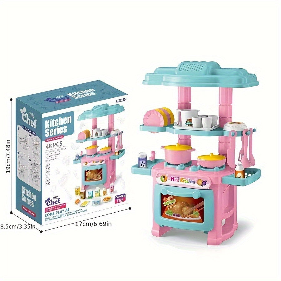 48pcs Kitchen Utensils Cooking Stove Playset Toy Kit - Interactive Parent-Child