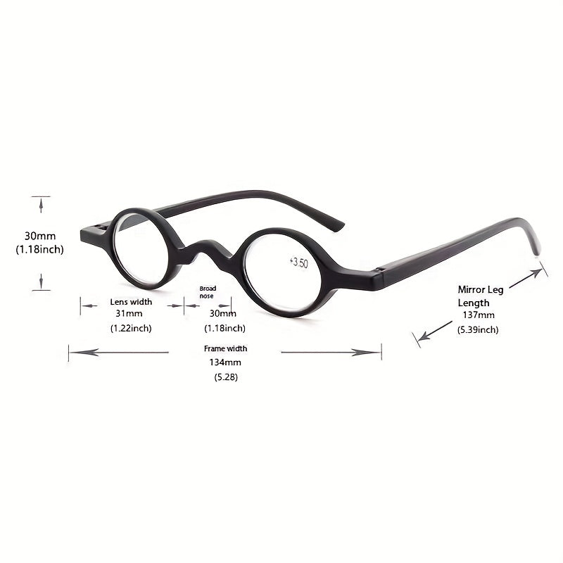 Retro Mini Round Frame Reading Glasses Men Women High Definition Resin