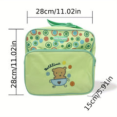 Beige Flower Embroidery Baby Nappy Bag Diaper Handbag with Zipper
