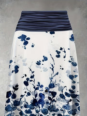  Ruched Floral High Rise Stretch Summer Skirt