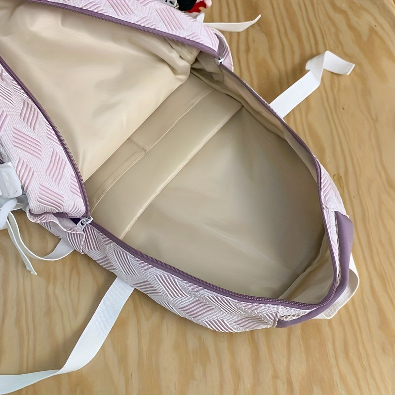 2pcs Backpack And Sling Bag Set Students Schoolbag With Puppy Pendant