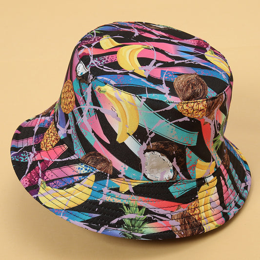Unisex Fruit Print Windproof Couple Bucket Hat Outdoor Fishing