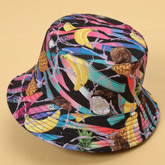 Unisex Fruit Print Windproof Couple Bucket Hat Outdoor Fishing