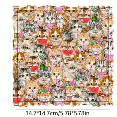 Watermelon Cat Wood Puzzle 5.78in DIY Artistic Jigsaw Birthday Halloween Gift