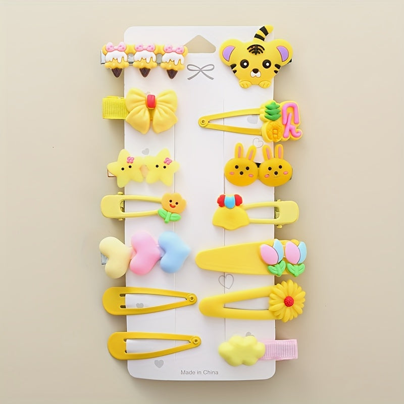 14pcs Cartoon Animal Shape Hair Clips Girls Hair Accessories Set