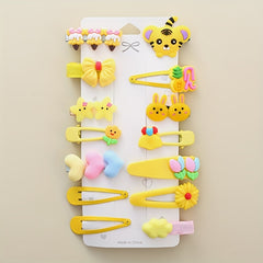 14pcs Cartoon Animal Shape Hair Clips Girls Hair Accessories Set
