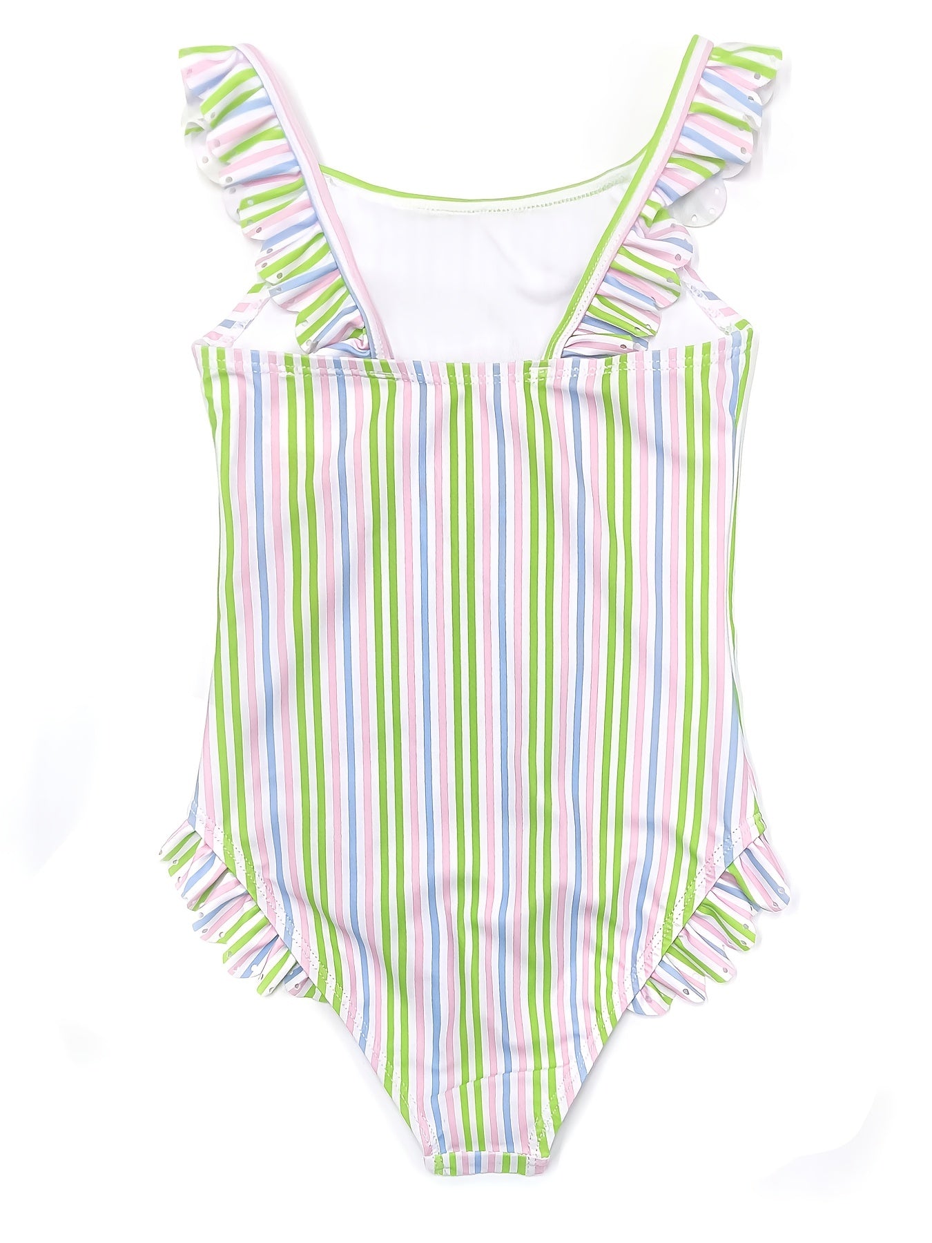 Toddler Rainbow Striped Ruffle One Piece Swimsuit