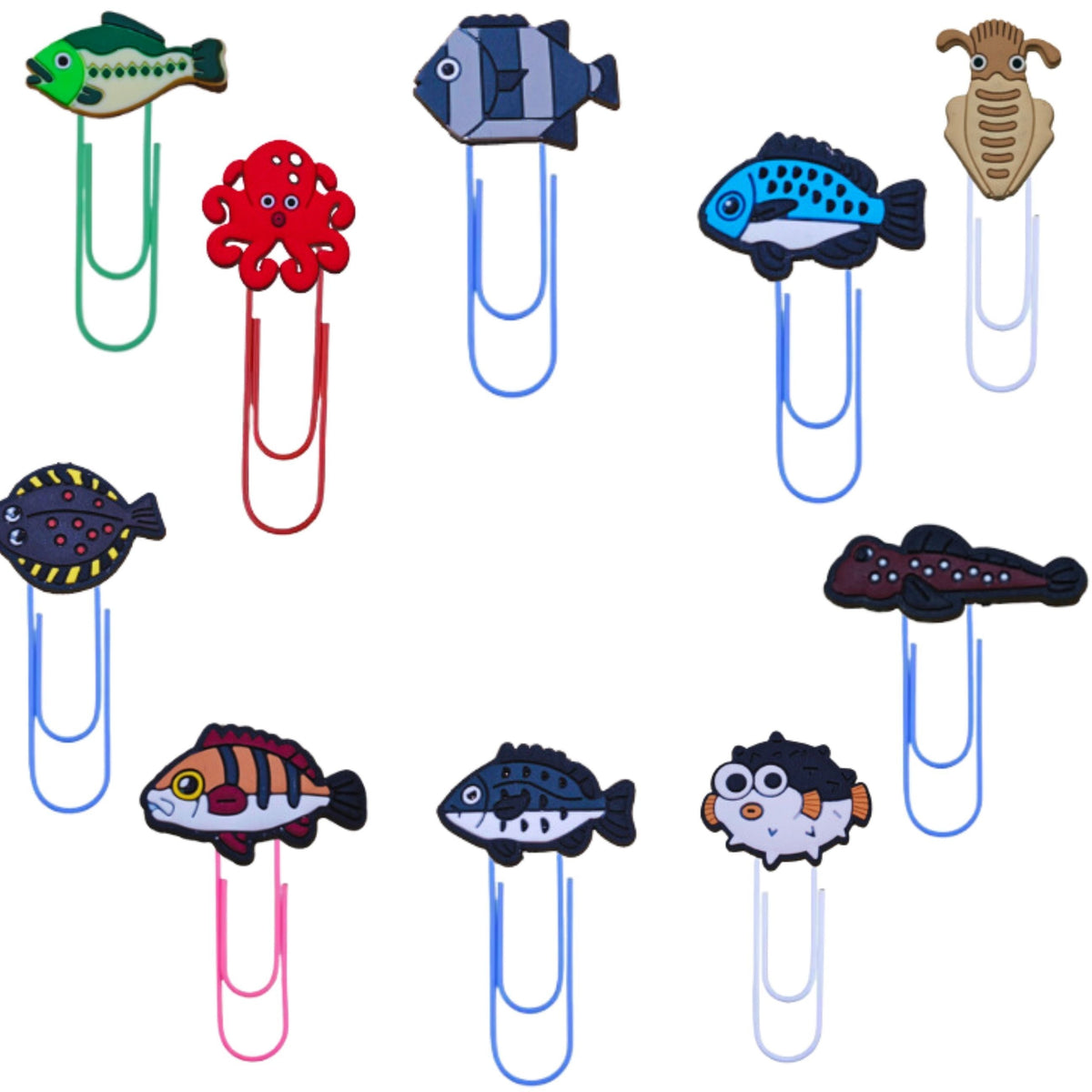 10pcs Cartoon Paper Clips Colorful Bookmark Plie...