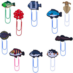 10pcs Cartoon Paper Clips Colorful Bookmark Plie...