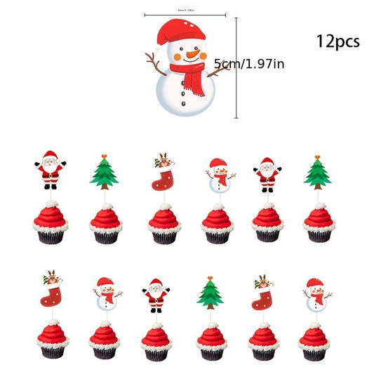 56pcs Christmas Theme Santa Claus Snowman Pull Flag Banner Balloon Set