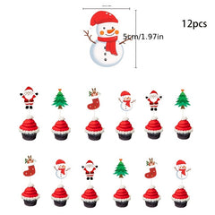 56pcs Christmas Theme Santa Claus Snowman Pull Flag Banner Balloon Set
