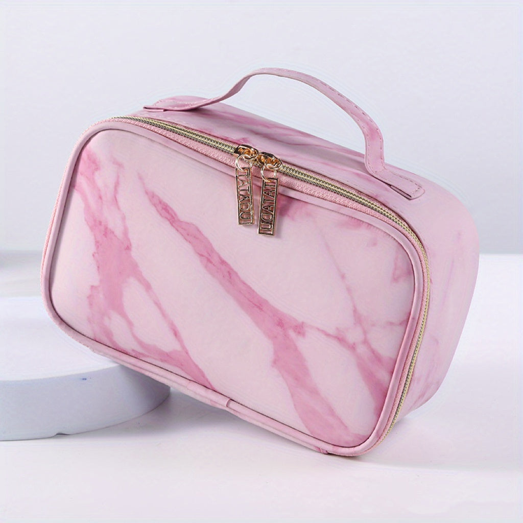 Travel Marble Makeup Bag Organizer Large Capacity Toiletry Case Brush Holder