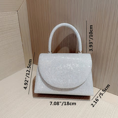 Glitter Pleated Chain Handbag Elegant Textured Flap Purse Evening Bag
