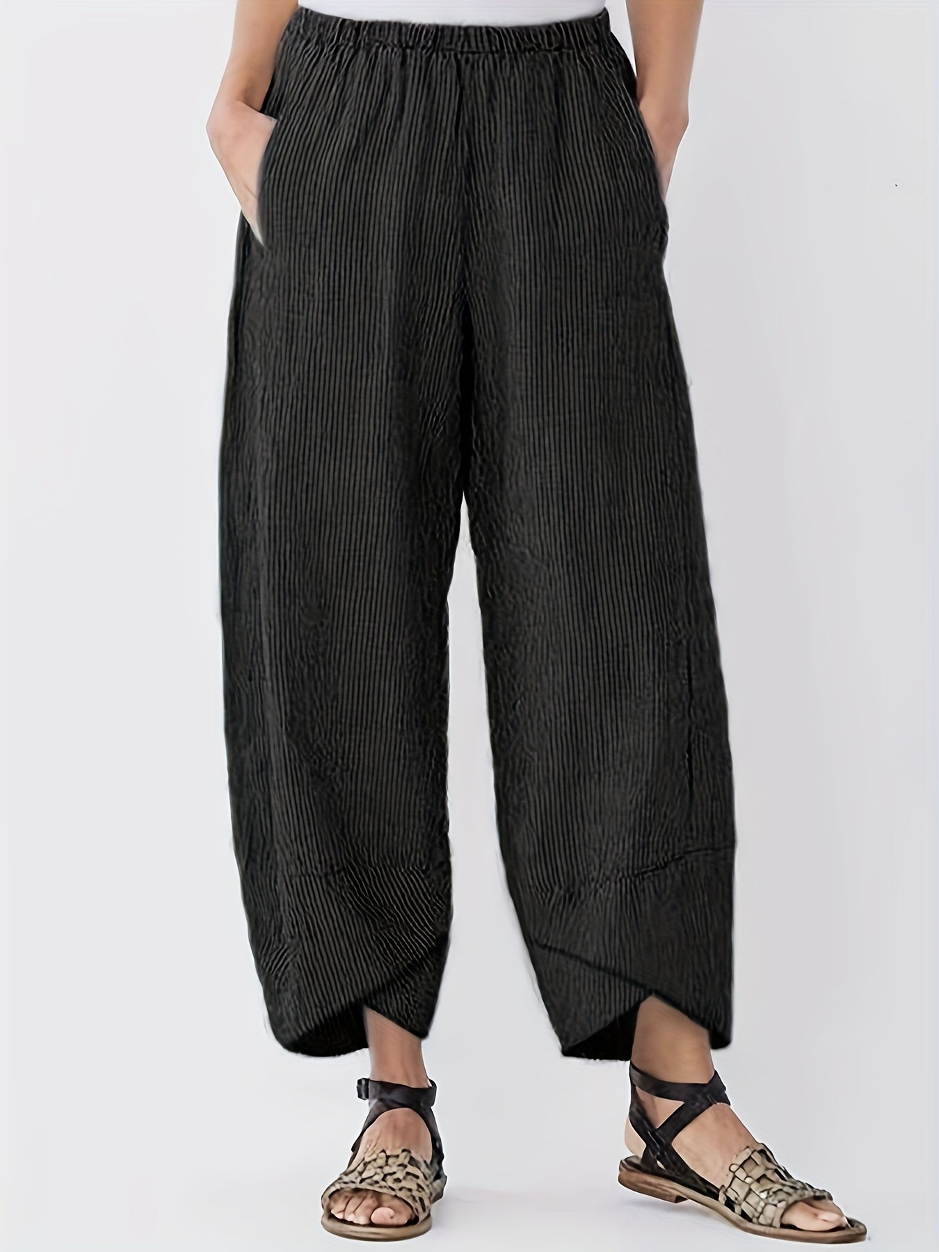  Corduroy Wide Leg Trousers High Rise with Pockets