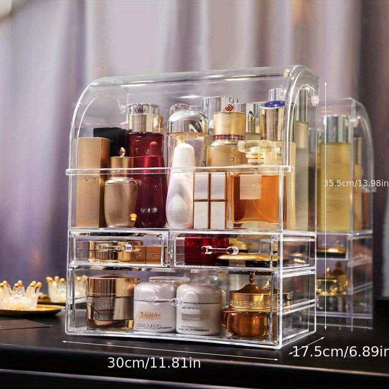 Makeup Organizer with Lid and 3 Drawers