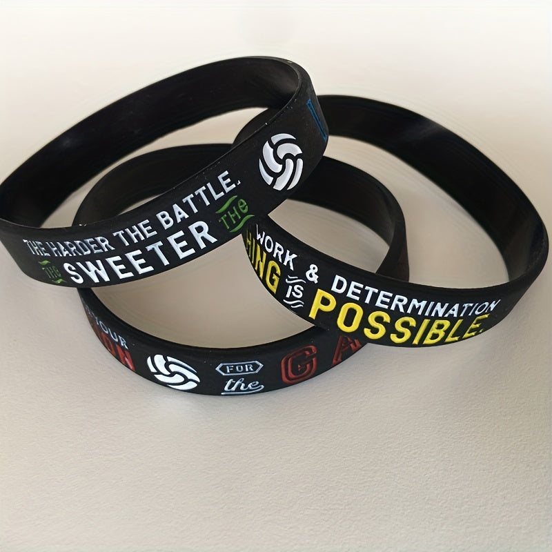 Sporty Silicone Volleyball Bracelet with Motivational Sayings