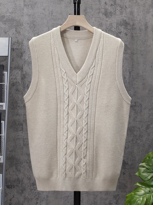 Men's V Neck Stripe Knit Vest