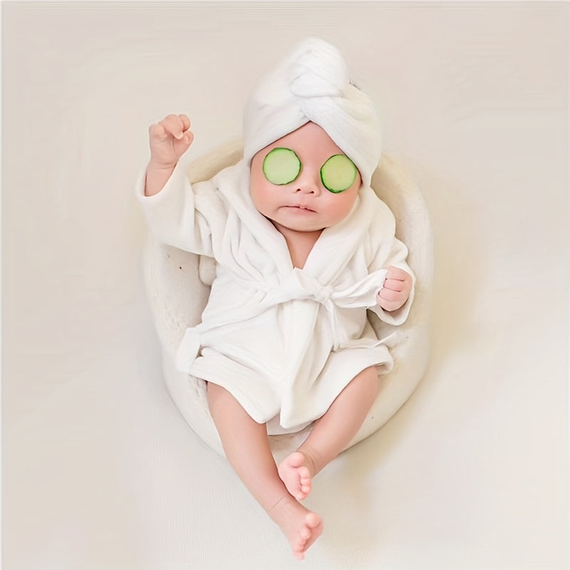 Newborn Photography Props Baby Bathrobes Bath Towel Hooded Robe
