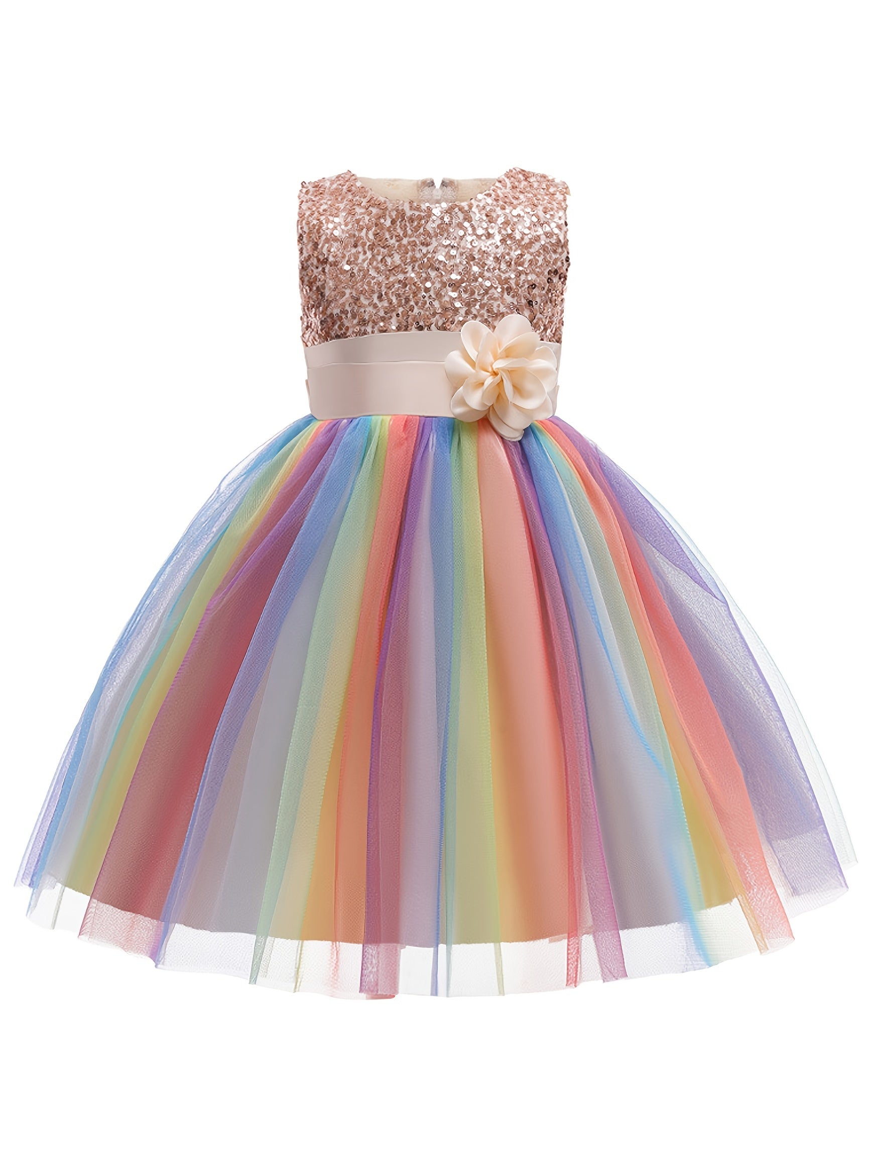 Girls Formal Sequin Flower Girl Princess Dress