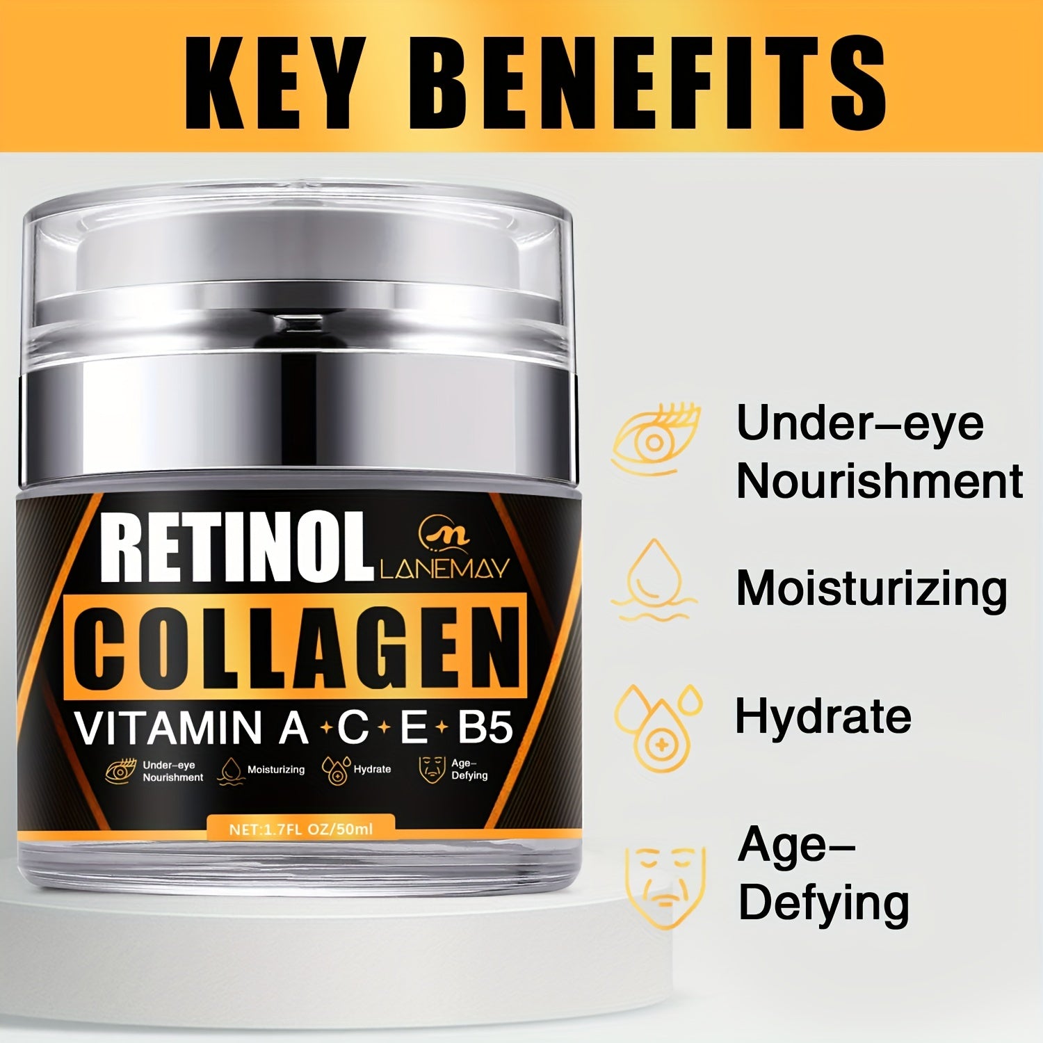 Collagen & Retinol Cream Face Moisturizer with Hyaluronic Acid