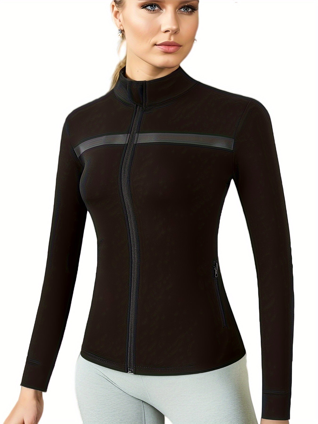 Women's Fleece Lined Yoga Jacket Zip Up