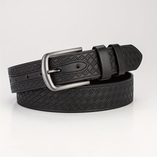 Geometric Embossed Square Buckle Belt Men's Casual Sports Belt