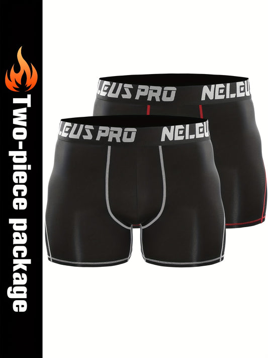 2pcs Men's Compression Shorts With Pocket Quick Dry High Stretch Base Layer