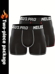 2pcs Men's Compression Shorts With Pocket Quick Dry High Stretch Base Layer