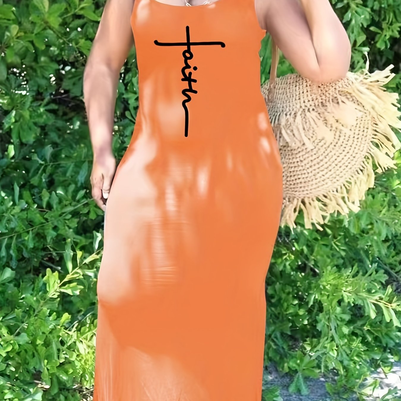  Letter Print Tank Maxi Dress