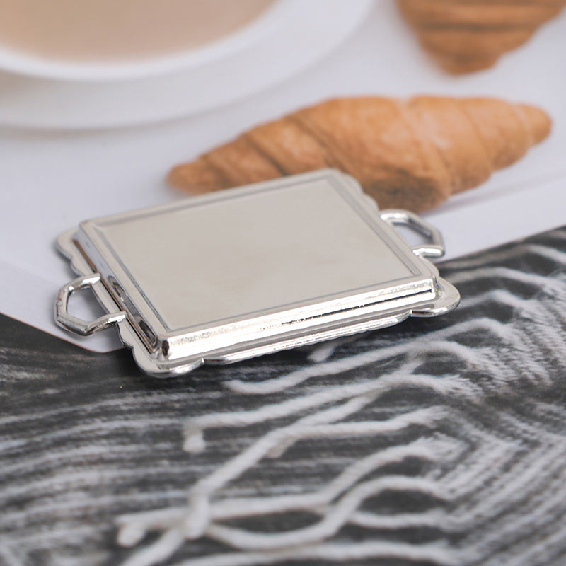 10pcs 1:12 Dollhouse Silver Metal Tea Coffee Tray Tableware Set