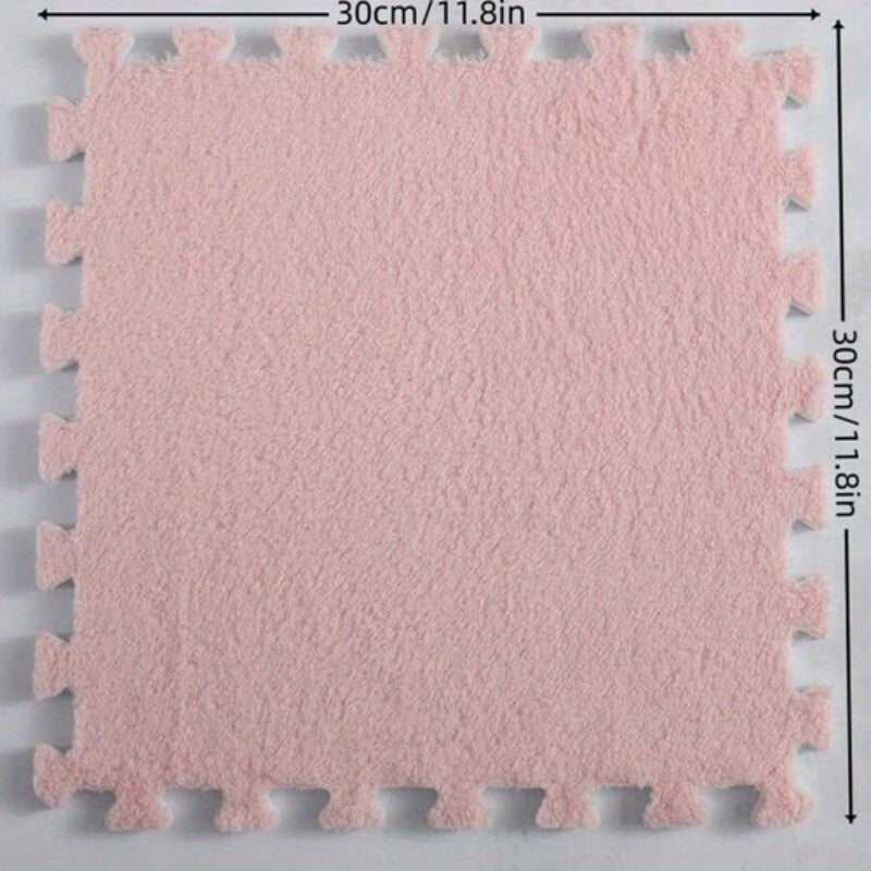 5pcs Anti-fall Bedside Mat Plush Foam Floor Mat Splicing Carpet