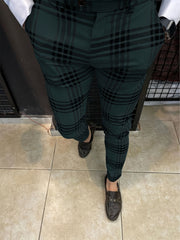 Men's Plaid Tapered Pants Slim Fit Business Pencil Pants