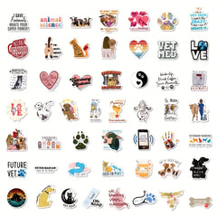 50Pcs Veterinary Stickers for Suitcases Mobile Phone Laptop Helmet Skateboard