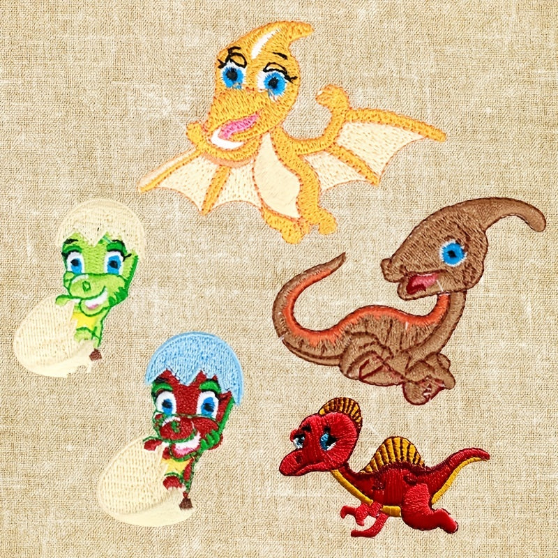 Dinosaur Iron on Embroidery For Kids Clothes DIY Handbook Storage