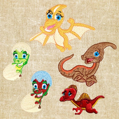 Dinosaur Iron on Embroidery For Kids Clothes DIY Handbook Storage