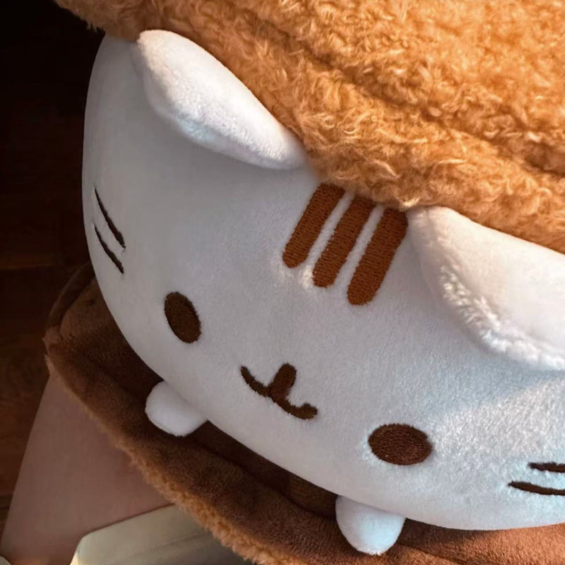 Realistic Cookie Cat Plush Toy with Hoodie