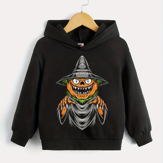 Boys Halloween Party Pumpkin Dinosaur Hooded Sweatshirt