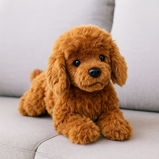 Realistic Teddy Bear Plush Toy Dog Stuffed Animal with Deep Brown Fur