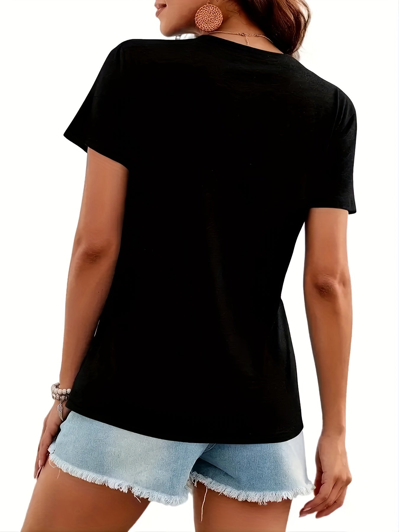 Women's Letter Print Casual T Shirt Crew Neck Short Sleeve Top
