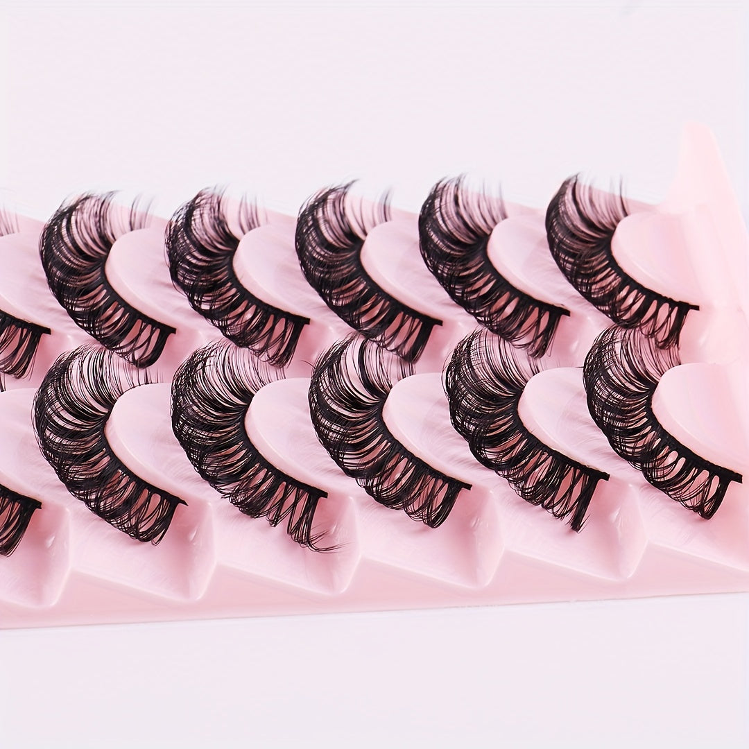 10 Pairs Fluffy Thick False Eyelashes Natural Volume Soft Long Full Strip Lashes