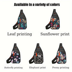 Floral Print Sling Backpack Nylon Crossbody Bag