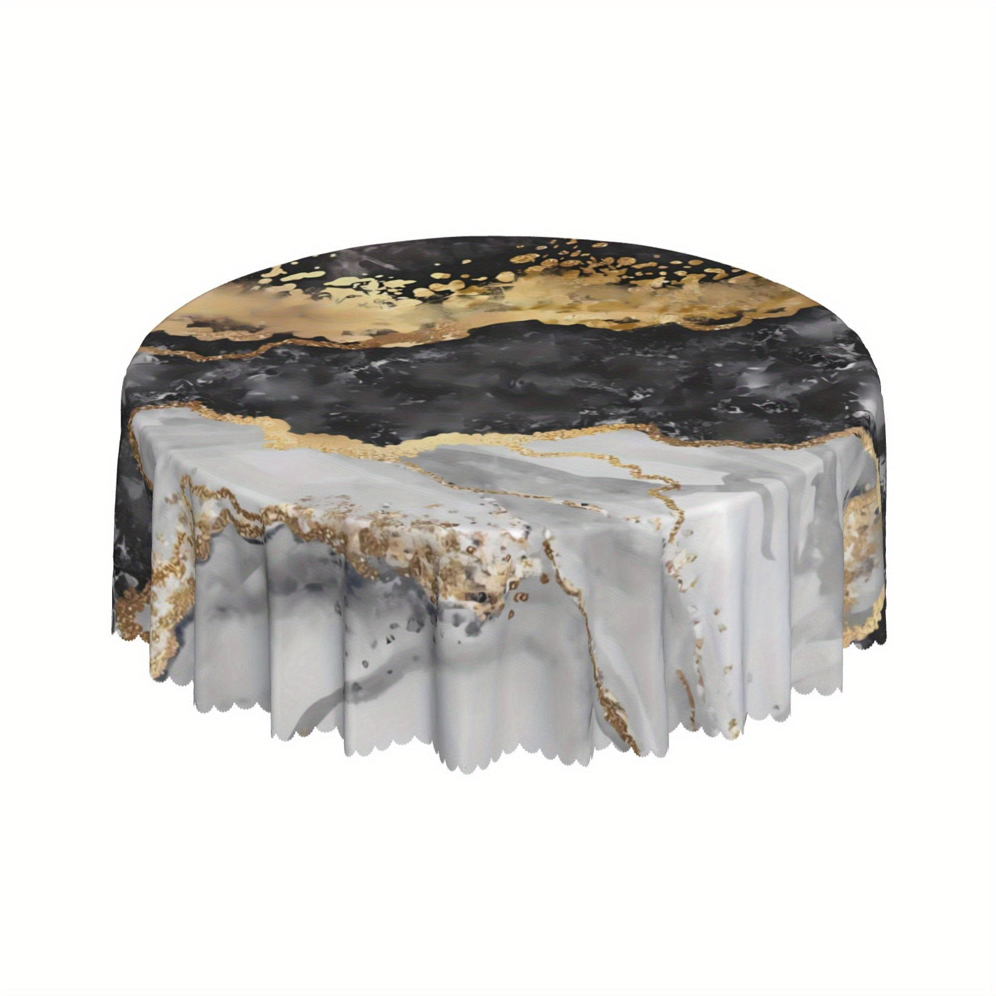 Modern Marbled Tablecloth Waterproof Stain Resistant Circle Table Cover