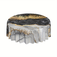 Modern Marbled Tablecloth Waterproof Stain Resistant Circle Table Cover