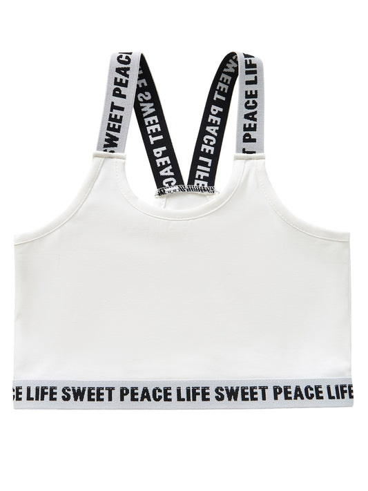 Girls Training Bra Stretchy Alphabets Sports Bralette Sleeveless Crops