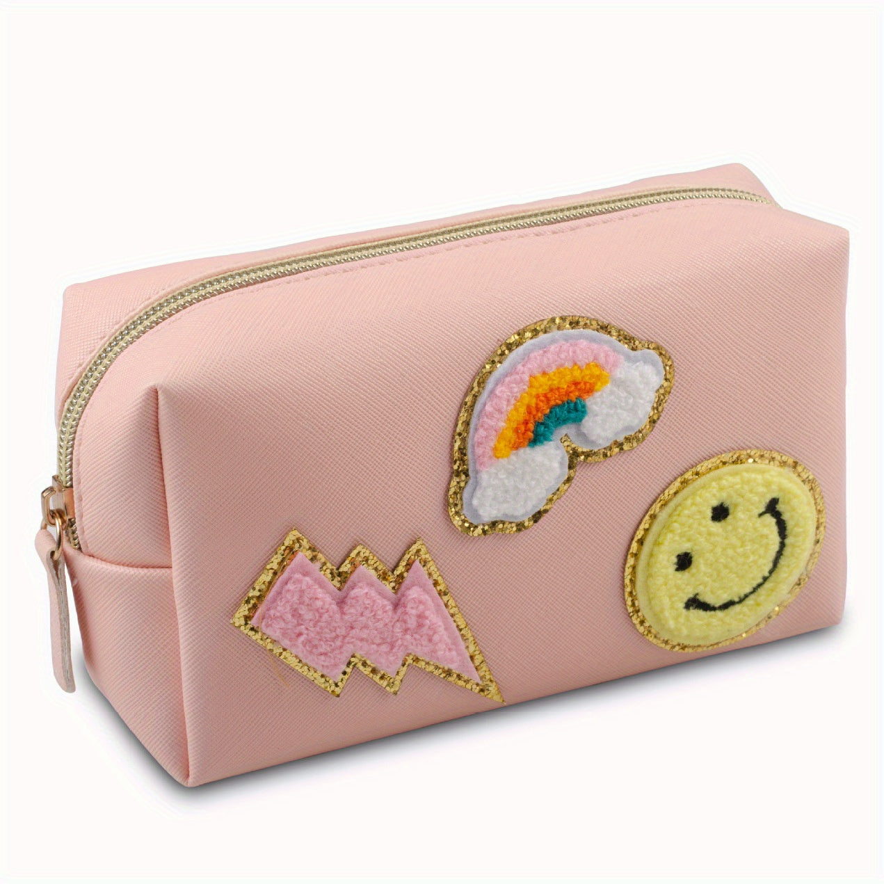 Lightning Cloud Heart Patch Cosmetic Pouch Makeup Bag Travel Zipper Pouch