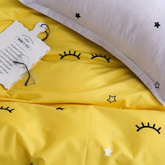 Cartoon Eyelash Print Duvet Cover Set Soft Comfortable Breathable