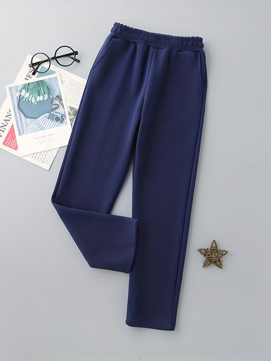 Girls Striped Print High Waist Sweatpants With Pockets
