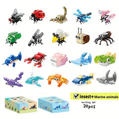 Educational Building Blocks 20pcs - Insect & Marine Animals Models Toy for Kids