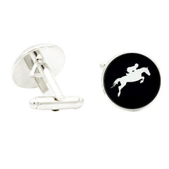 Love Ride Horse Photo Glass Gem Cufflinks Men Suit Rhodium Plated