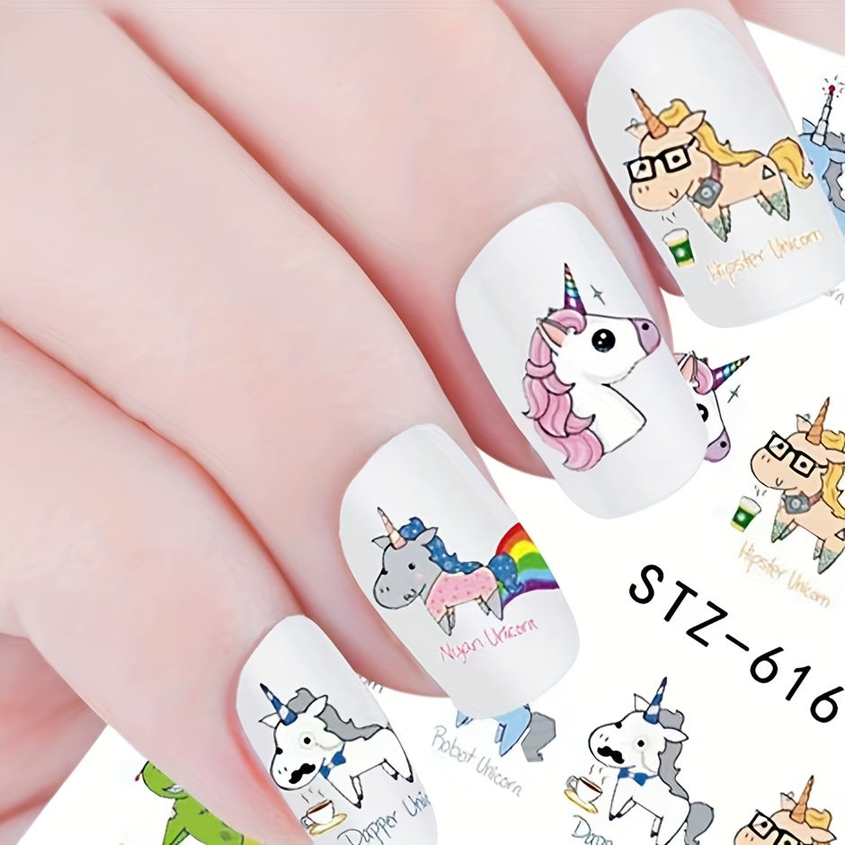 Unicorn & Mermaid Nail Art Stickers Water Print for Magical Manicure